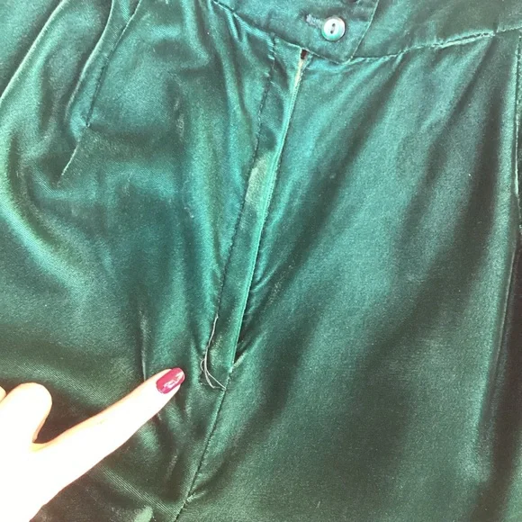 Vintage 1970’s Green Velvet Wide Leg Pants Christmas Alex Coleman California - Picture 14 of 14